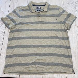 The North Face Gray and Cream Striped Polo Shirt XXL